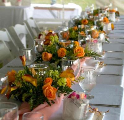 Orange Wedding Reception Flowers