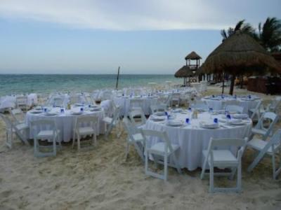 Wedding banquet setup with a breathtaking view of the ocean (Azul Beach Hotel, Riviera Maya, Mexico)