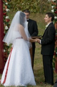 Try Adding A Colorful Sash To Your Wedding Dress