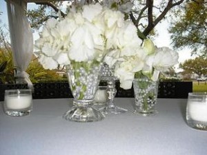 Wedding Flowers In Vintage Glass