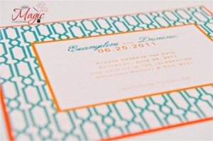 Teal & Orange Wedding Invitation