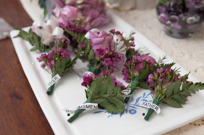 Purple Wedding Boutonnieres