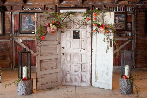 Antique Door With Bright Flowers