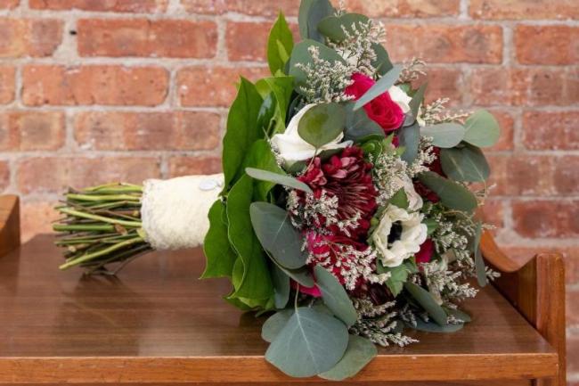 Burgundy & White Wedding Bouquet