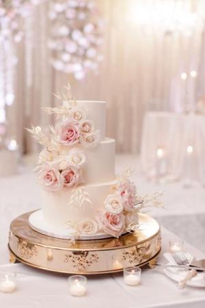 Blush and ivory wedding cake