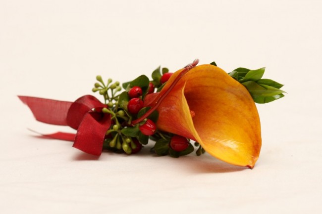 Orange Calla Lily Boutonniere