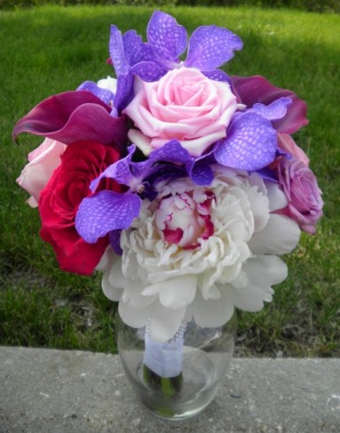 Peony, Calla Lily, Zanda Orchid Bridesmaid Bouquet