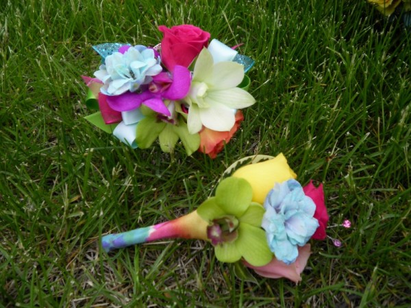 Rainbow Prom Corsage & Boutonniere