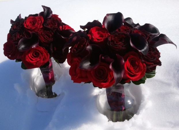 Red Rose & Calla Wedding Bouquets