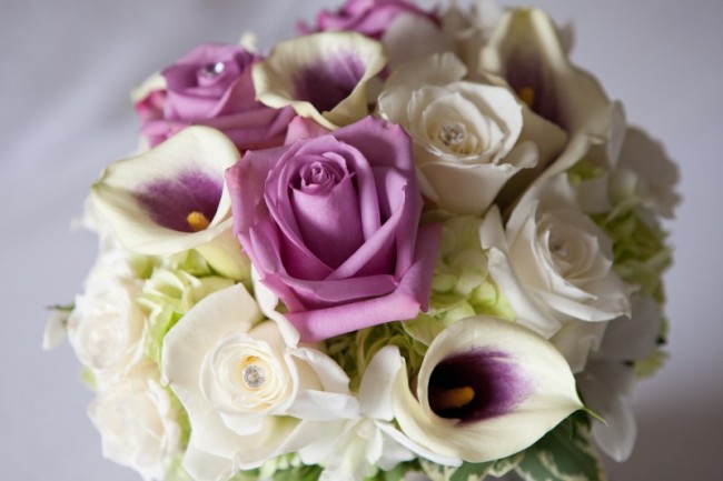 White & Lavender Wedding Bouquet