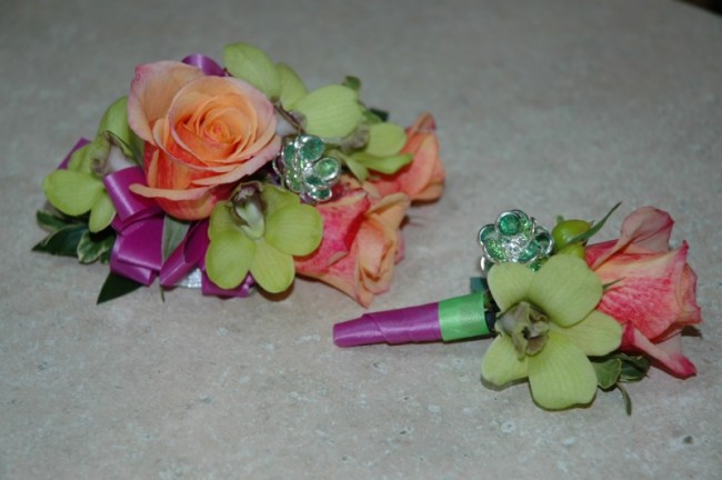 Custom Colors Wrist Corsage & Boutonniere