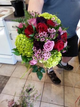 Gorgeous Purple ,Red & Green Bridal Bouquet