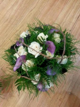 Beautiful Purple & White Reception Arrangement