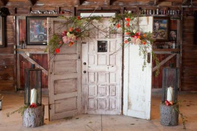 Antique Door With Bright Flowers