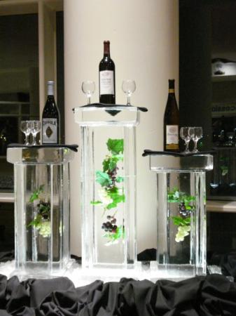 Ice Sculpture - Trio of Columns with Grapes