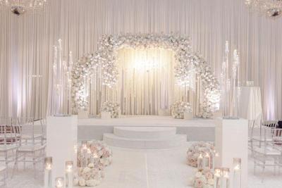 Floral & candlelight wedding ceremony altar