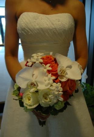 Bridal Bouquet WIth Orange & Ivory Flowers