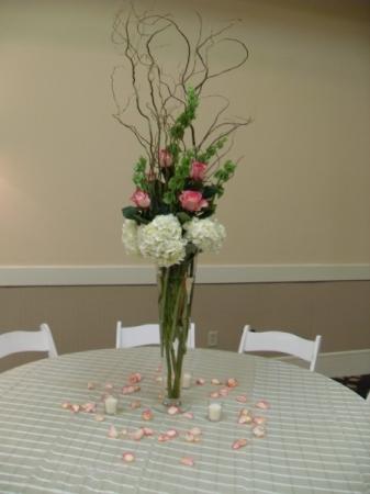 Hydrangea and Pink Rose Flower Centerpiece