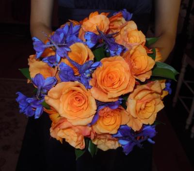 Orange and Blue Wedding Bouquet