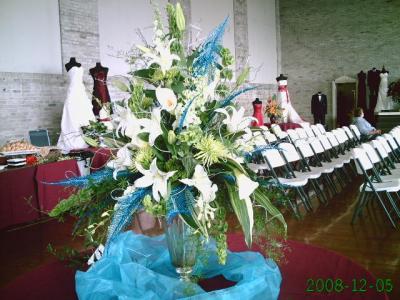 White & Blue Reception Centerpiece