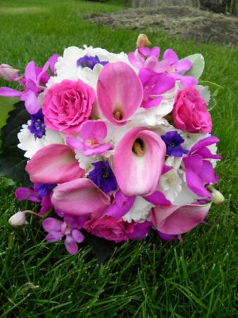 Pink, White & Purple Bridal Bouquet