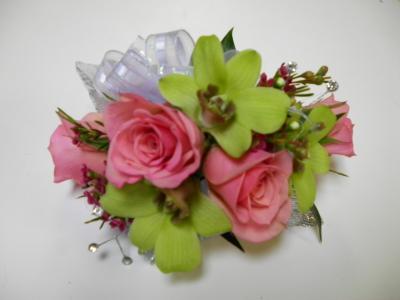 Green & Pink Prom Corsage