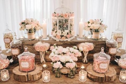A candy bar is a great idea for any wedding because every guest can choose sweets according to his or her taste, you can continue the wedding decor ...
