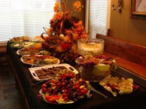 buffet of food