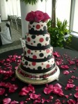 Pink & Black Polka Dotted Wedding Cake Pink & Black Polka Dotted Wedding Cake